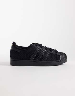  Superstar II woven trainers in triple black 