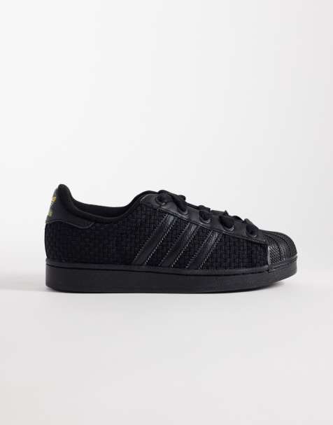 adidas Originals Superstar II woven trainers in triple black - view 1