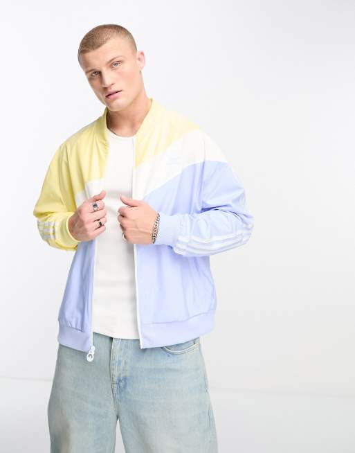 Adidas blue best sale white jacket