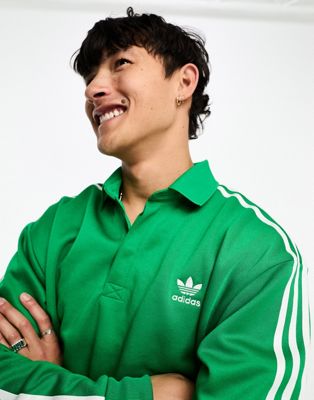 adidas Originals Superstar long sleeve polo shirt in green - ASOS Price Checker