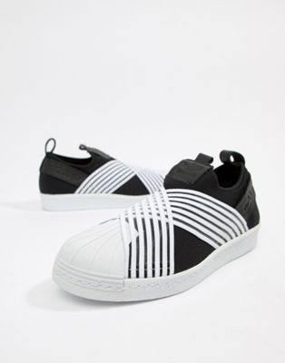 adidas black and white slip on