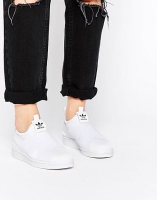 adidas white slip on sneakers