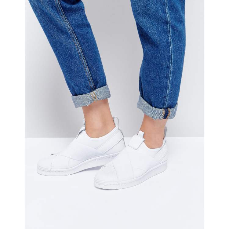 Adidas originals superstar shop slip on white trainers