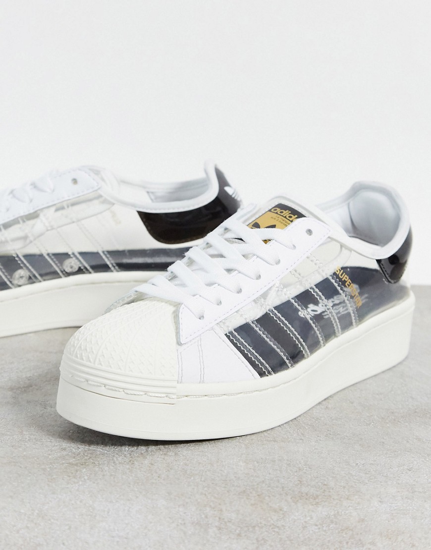 Adidas Originals - Superstar - Sneakers bianche con pannelli trasparenti-Bianco