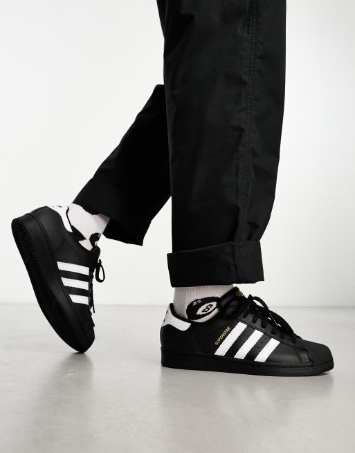 Strippen Gearceerd gebied adidas Originals Superstar sneakers in black | ASOS