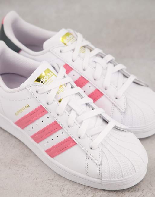 White and pink on sale adidas superstar shoes