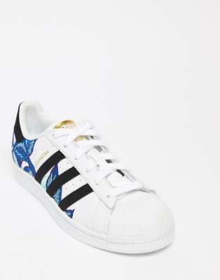 adidas originals superstar trainers in white with embroidery