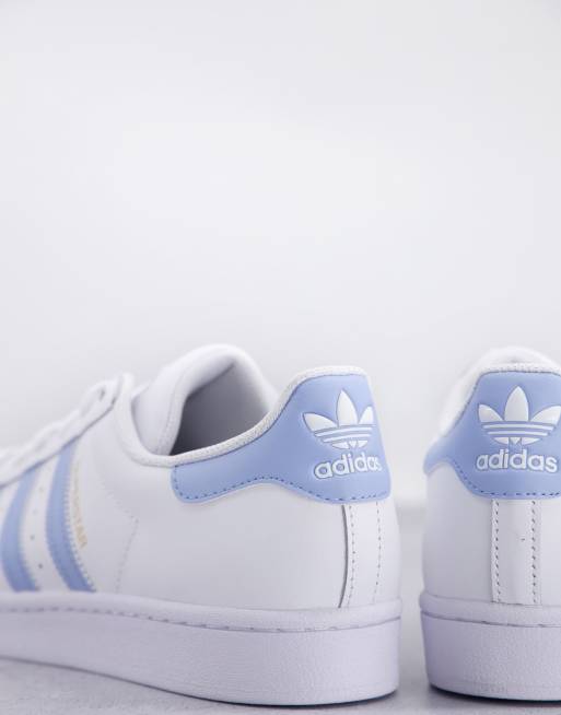 Adidas superstar womens white and sales blue