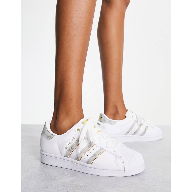 Womens adidas Superstar Athletic Shoe - Cloud White / Gold Metallic