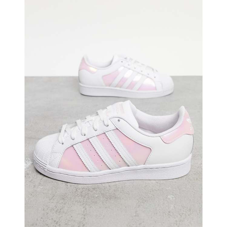 adidas Superstar sneakers in white with pink detail |