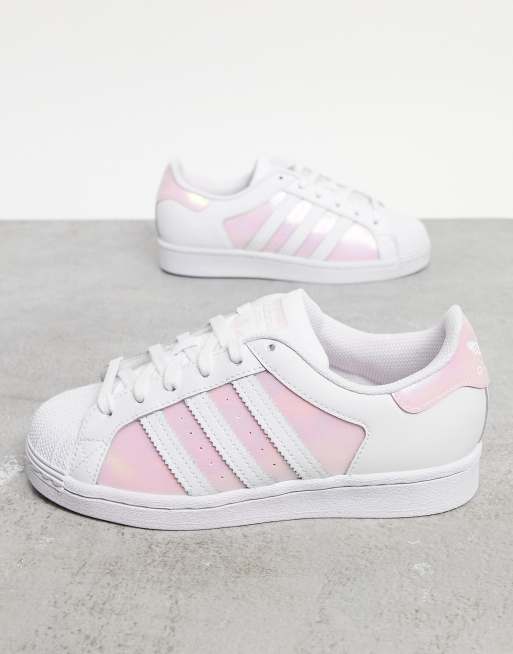 Adidas superstar white clearance pink