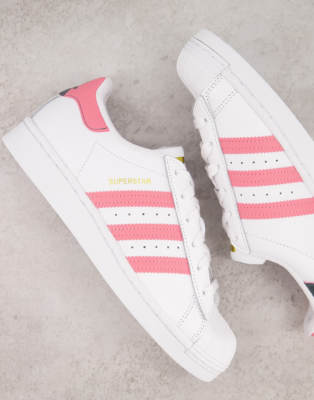adidas superstar white pink trainers
