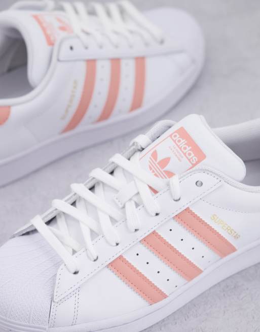 Adidas shoes white outlet with pink stripes