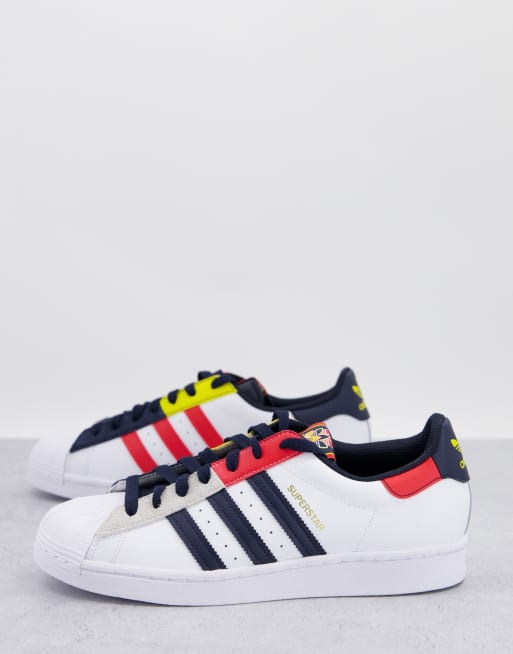 adidas Originals Superstar sneakers in white with red ASOS