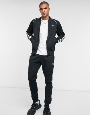 adidas Originals adicolor three stripe sweatpants in black