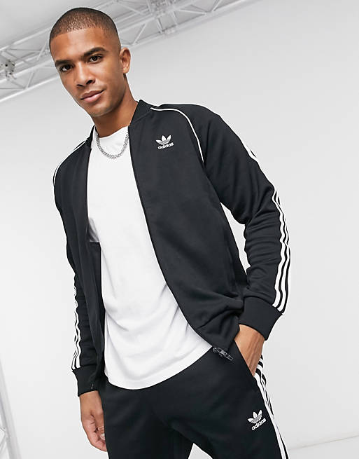Incomparable Fácil de suceder Porcentaje adidas Originals Superstar track jacket in black | ASOS