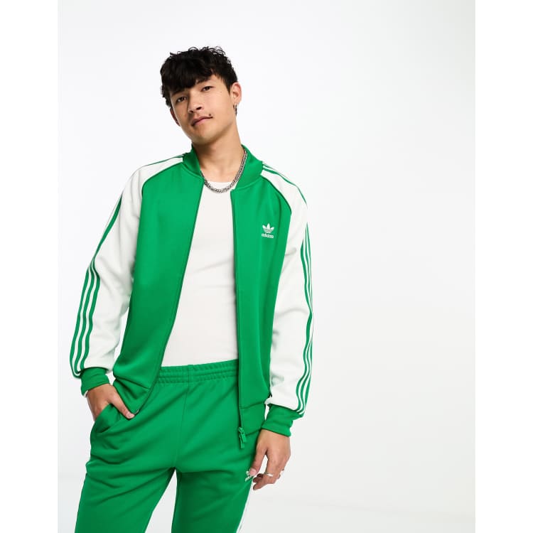 Green and on sale white adidas jacket