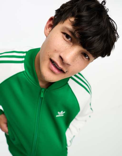 Adidas originals superstar shop track top green/white