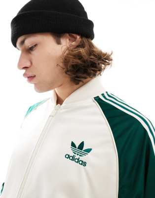 adidas Originals superstar track jacket in off white and green | ASOS