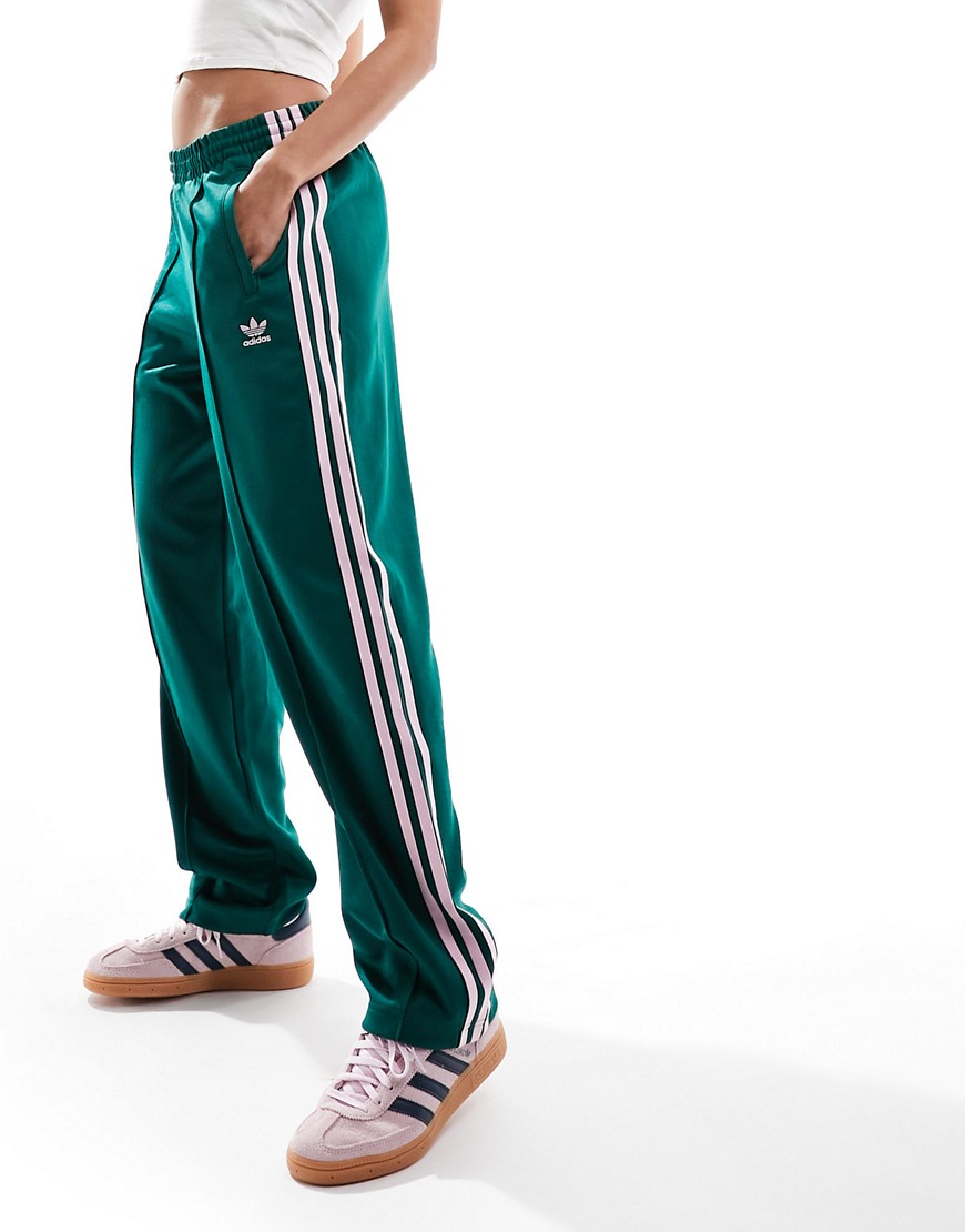 adidas Originals superstar track pants in green and pink