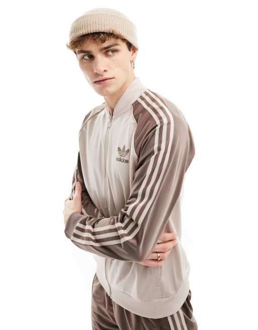 adidas Originals Superstar track top in tonal brown