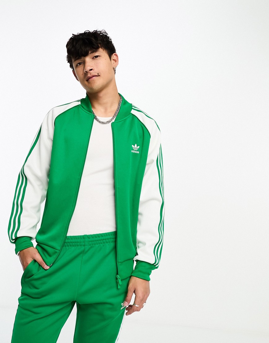adidas Originals Superstar trackjacket in green and white