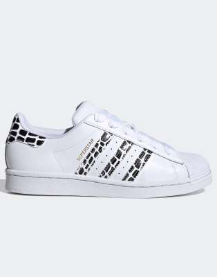 adidas originals superstar trainers with leopard print trim