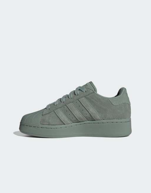 adidas Originals Superstar trainers in silver green