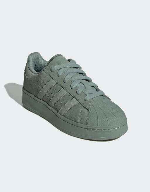 adidas Originals Superstar trainers in silver green