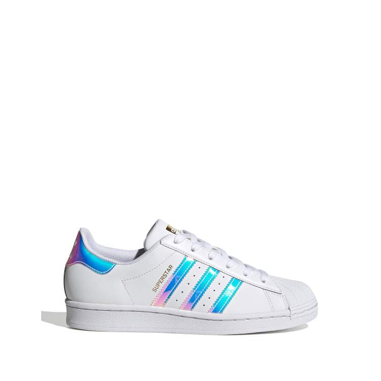 Adidas originals junior superstar iridescent clearance trainers in white and silver