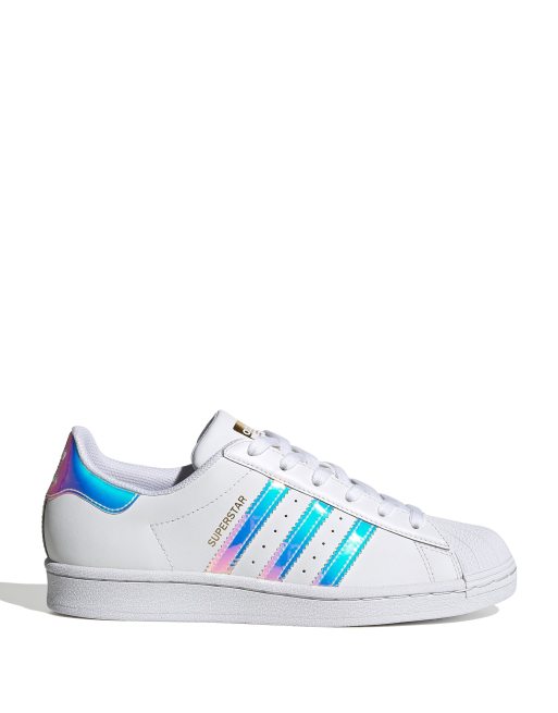 adidas Originals Superstar trainers in white and iridescent