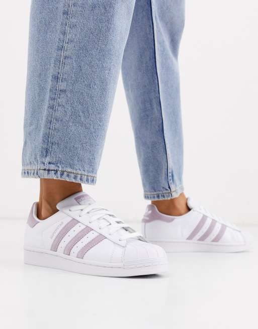 Adidas originals superstar sneakers in white and on sale lilac