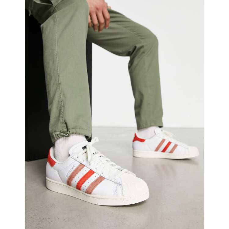 adidas Originals Superstar trainers in white and multi red ASOS