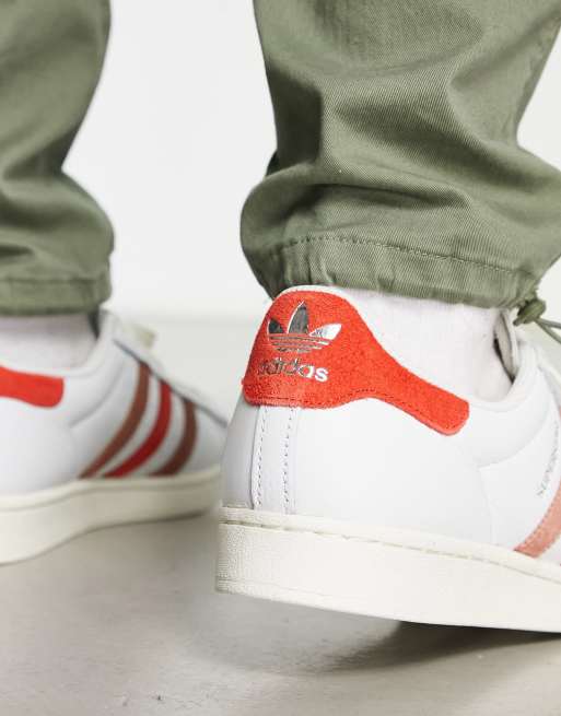 Superstar trainers clearance red and white