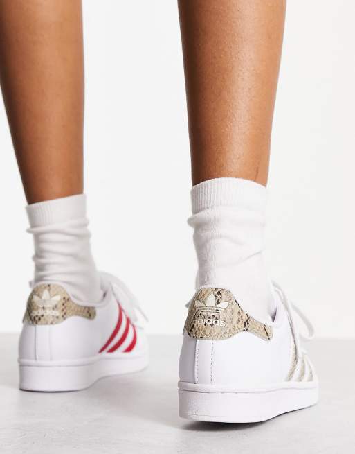 Adidas originals superstar shop w red/white croc snake