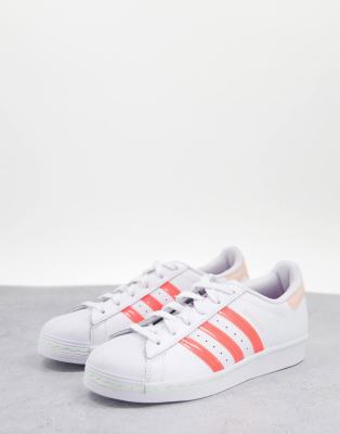 adidas superstar 2 white pink leather womens trainers