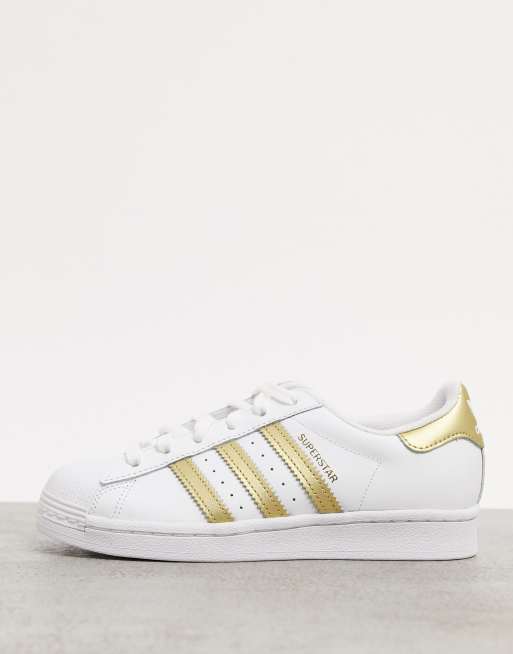 Adidas white and gold superstar shoes sale