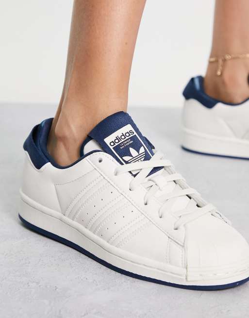 Adidas superstar trainers blue stripes white hotsell