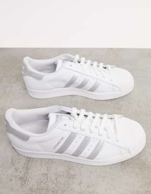 adidas white with silver stripes