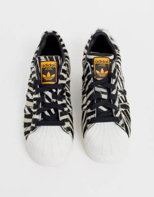 adidas originals superstar trainers in zebra print