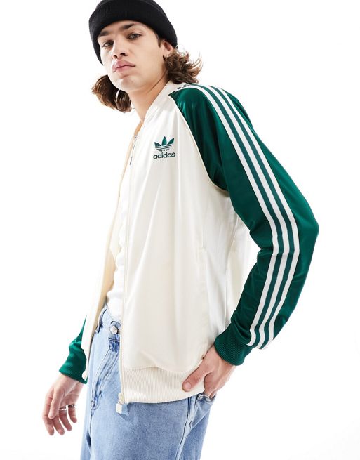 adidas Originals Superstar - Trainingsjack in gebroken wit en groen