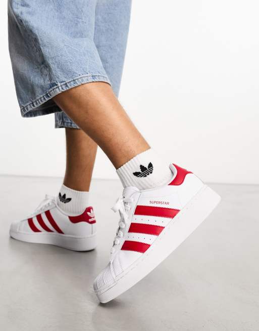 Superstar adidas deals blanche et rouge