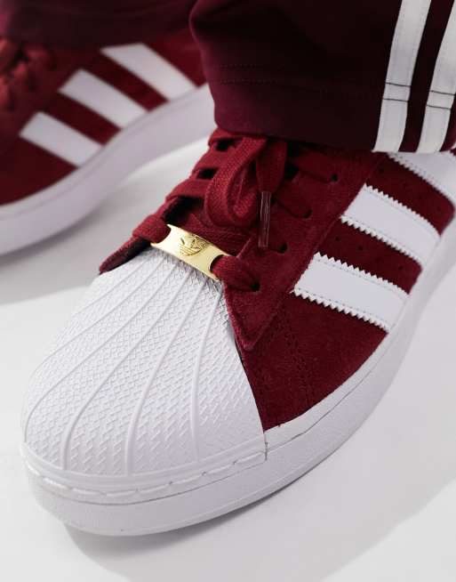 Adidas maroon outlet superstar