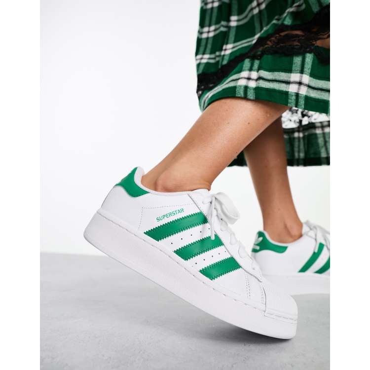 adidas Originals Superstar XLG sneakers in white and green ASOS