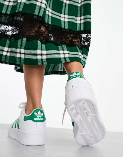 Adidas Superstar Trainers White/Green - Adidas At 80s Casual Classics