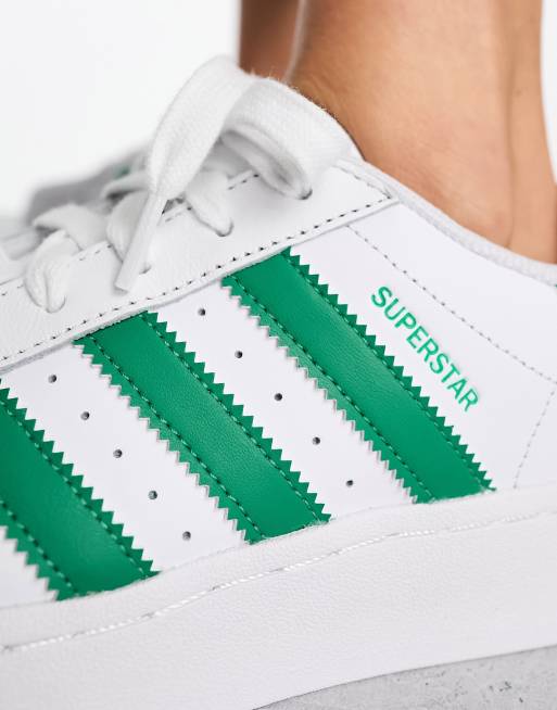 Adidas Superstar Trainers White/Green - Adidas At 80s Casual Classics