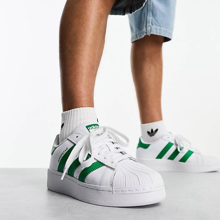 adidas Originals Superstar XLG sneakers in white and green | ASOS