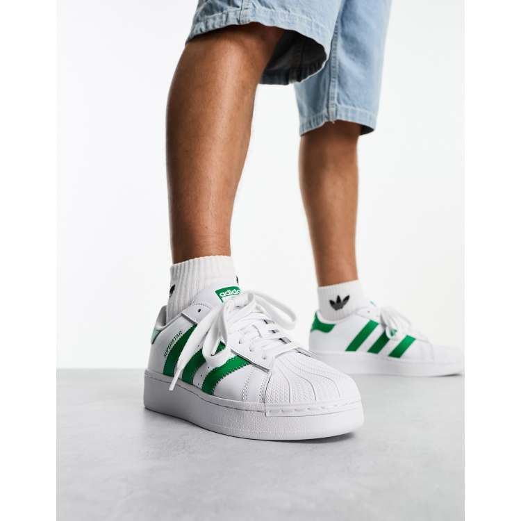 adidas Originals Superstar XLG sneakers in white and green | ASOS