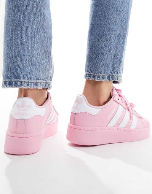 Adidas women's superstar w pink/blue/white hotsell