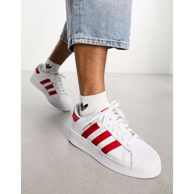 adidas Originals Superstar XLG trainers in white/red